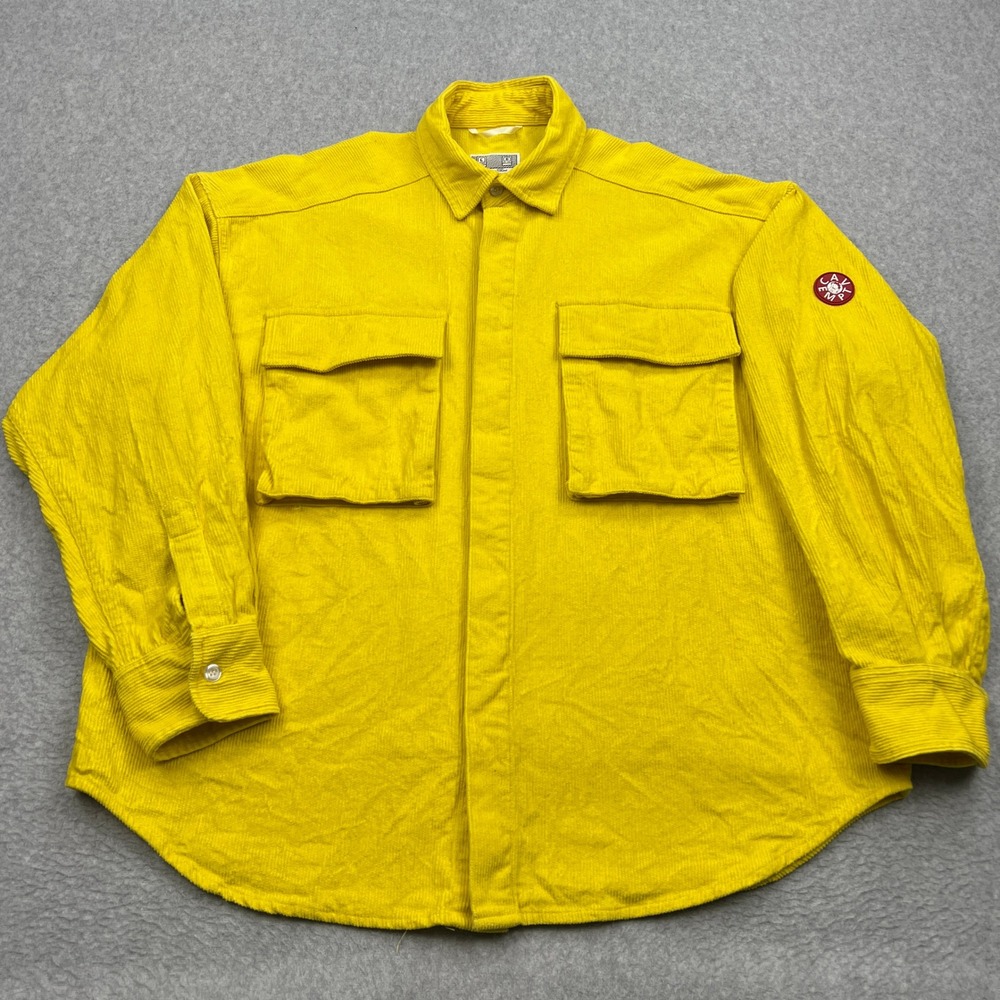 Cav Empt Overdyed Big Shirt Men's M Yellow Corduroy Button Up Utility Pocket